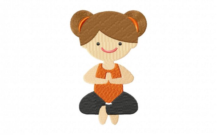 Yoga Stance Orange Girl Machine Embroidery Design | Daily Embroidery